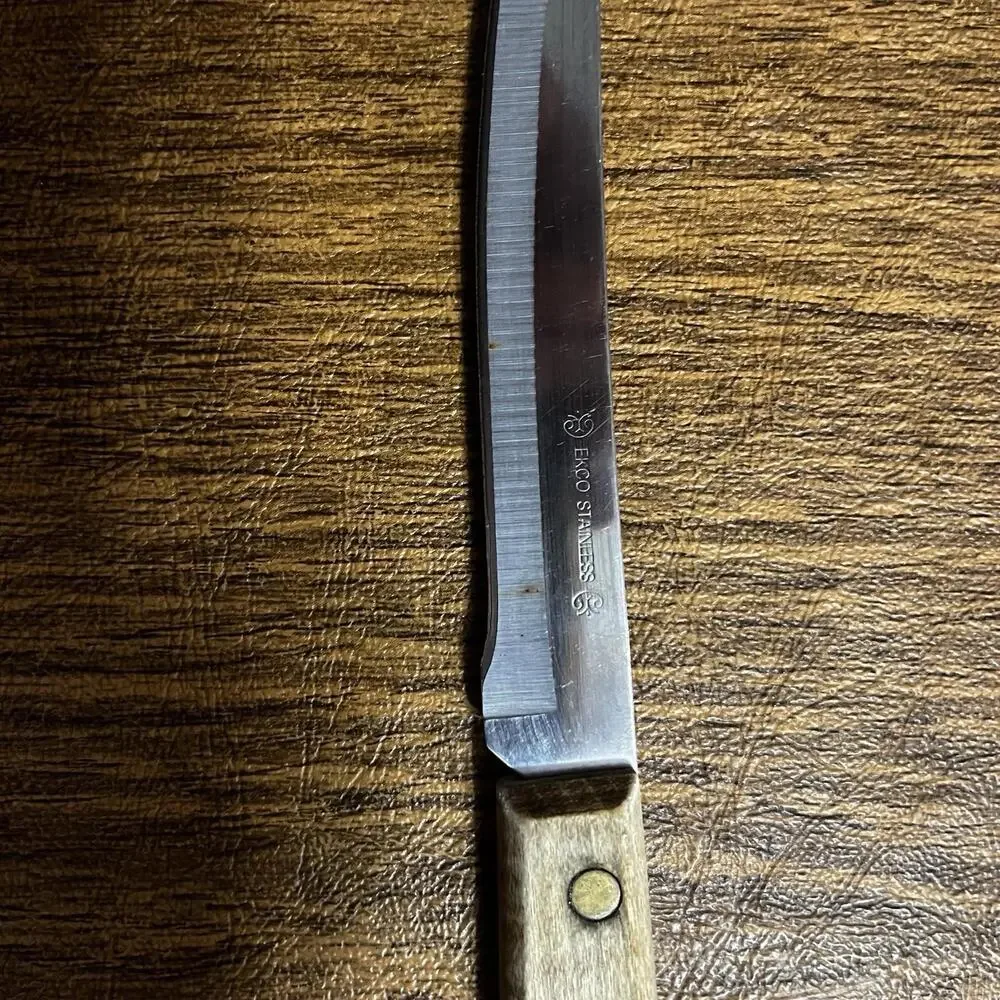 Vtge EKCO‎ Steak Knife Stainless Steel Wooden Handle 8.25
